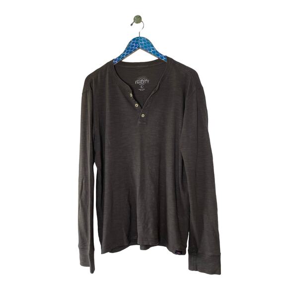 Faherty Other - FAHERTY Men’s Gray Sunwashed Slub Cotton Long Sleeve Henley Size Large